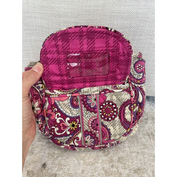 Vera Bradley Crossbody Purse in Paisley Meets Plaid Shoulder Bag Pink, Gray EUC - Picture 2 of 8